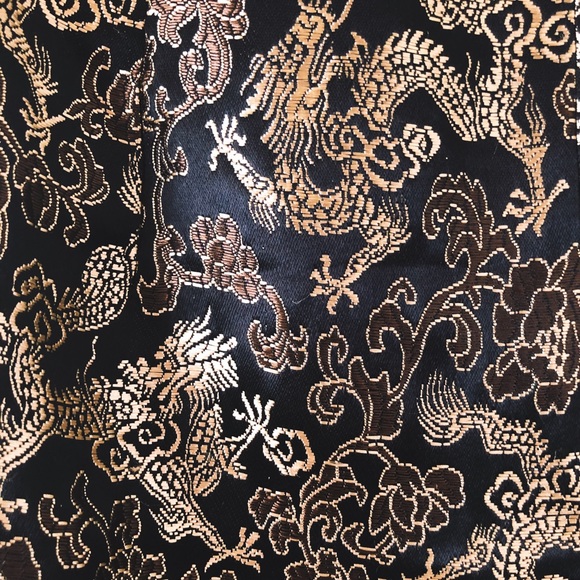 Vintage 90s Y2K Silky Rayon Dragon Pants / Vintage Metallic Dragon Print - Picture 11 of 11